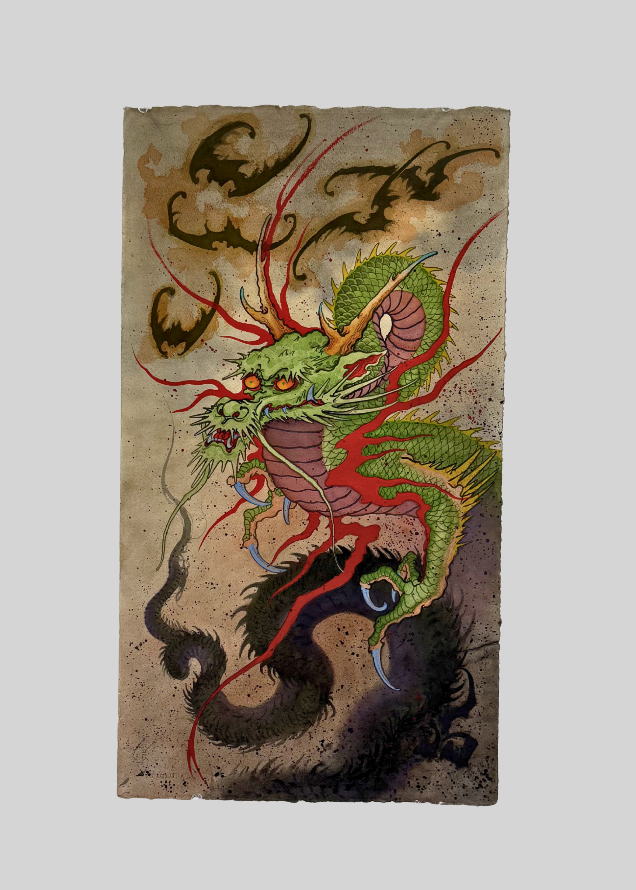 dragon with bats japanese style tattoo art bold hearts utrecht